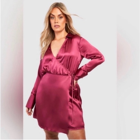 PLUS WRAP SILK DRESS & RHINESTONE EARRINGS BUNDLE - Picture 2 of 6